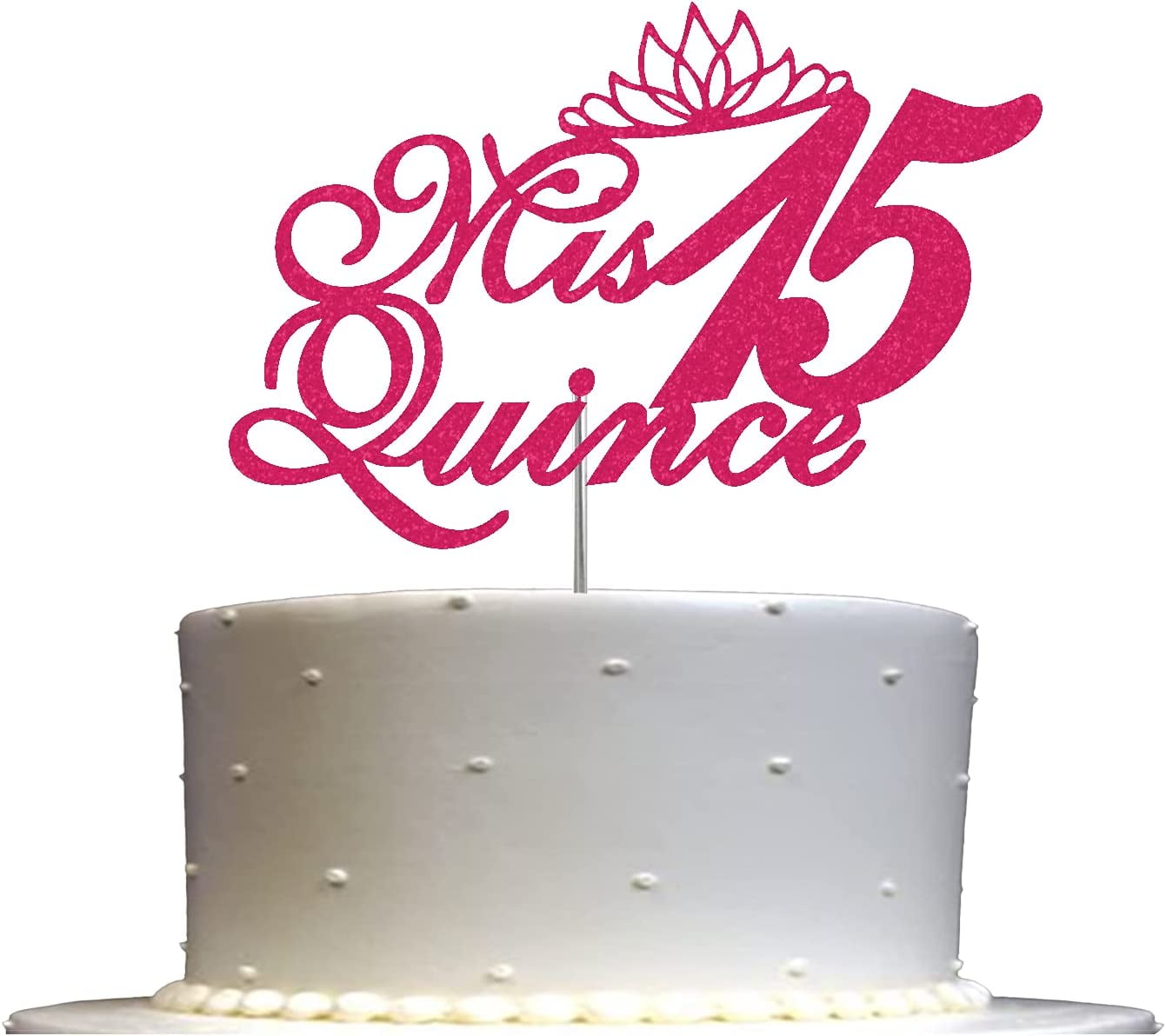 Mis Quince 15 Quinceanera Glitter Cake Topper, Fifteen Birthday Party Decorations Ideas, Sturdy