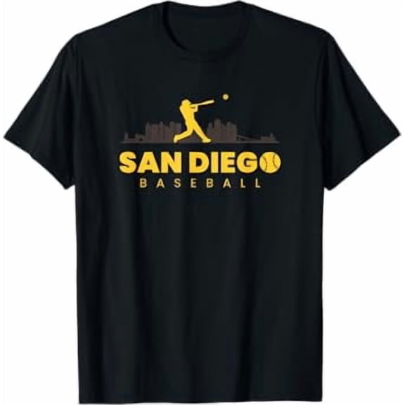 San Diego Baseball Vintage City Skyline Retro Baseball Lover T-Shirt