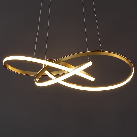 JONATHAN Y Alexia 25" Abstract Integrated LED Metal Adjustable Pendant, Gold Painting