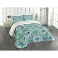 thumbnail image 3 of Ambesonne Starfish Quilted Bedspread Set 3 Pcs, Marine Pattern, King Size, Multicolor, 3 of 5