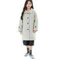 thumbnail image 2 of NAISIBABY Girls Winter Overcoat 7T, Classic Lapel Thermal Lined Buttons Mid Length Coat with Pockets Gray (5-15T), 2 of 9