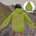 thumbnail image 2 of Women Hoodies Fall Vintage Bow Print Hoodies Oversize Long Sleeve Graphic Sweatshirts Trendy Preppy Tops Drop Shoulder Design Streetwear Sweatshirt for Women Green M, 2 of 7