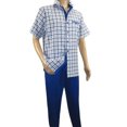 thumbnail image 2 of Men 2pc Walking Leisure Suit Short Sleeves By DREAMS Fancy 283-11 Royal Blue, 2 of 9