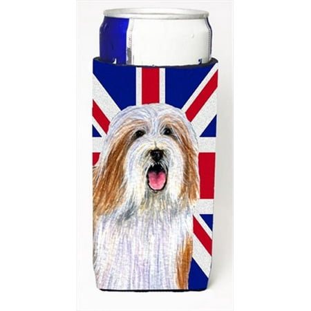 

Bearded Collie With English Union Jack British Flag Michelob Ultra bottle sleeves For Slim Cans - 12 Oz.