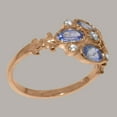 thumbnail image 3 of LBG British Made 10k Rose Gold ring with Natural Diamond & Tanzanite Womens Statement Ring - 33 size options - Size 11, 3 of 6
