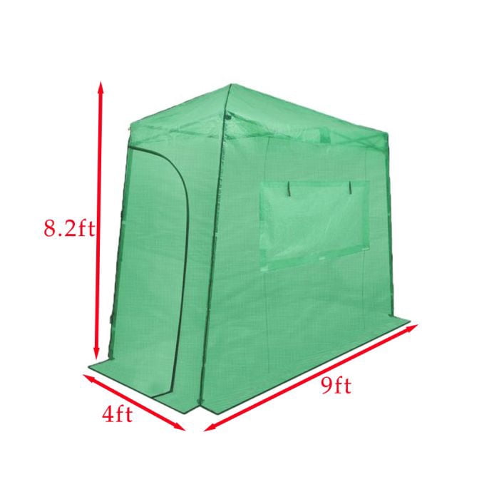 Garden Winds Custom Fit Replacement Cover Compatible with The Eagle Peak GH36 9' x 4' Lean To Portable Walk In Instant Pop Up Greenhouse Zipper Entry Doors Mesh Side Window - PE Fabric - Green