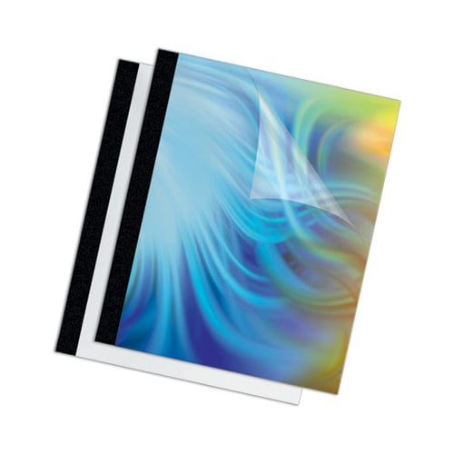 Thermal Binding System Covers 30-Sheet Cap, 11 x 8.5, Clear/Black, 10/Pack