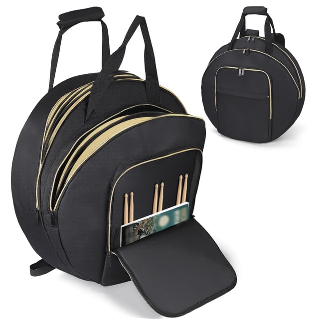 22" Cymbal Bag - Double-Layer Cymbal Gig Bag With Shoulder Strap & Handle 8mm Dual Padded Divider, Multi-Compartment Cymbal Soft Case, Store