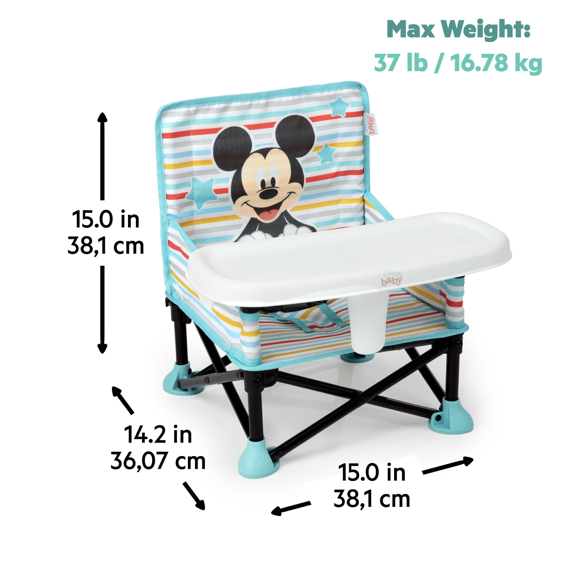 Bright Starts Disney Baby Pop 'N Sit Portable Booster, Mickey Mouse, Infant to Toddler