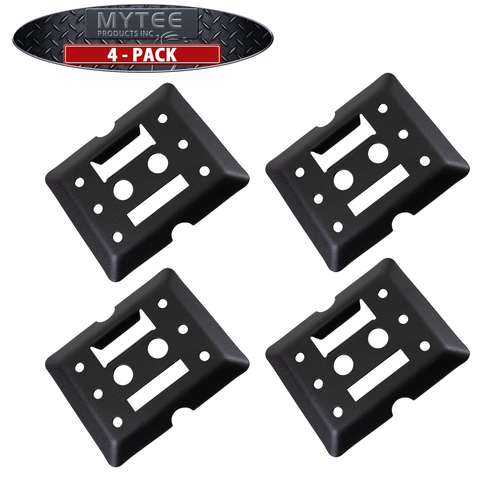 Mytee Products E Track Tie Down Mini Trailer Plates 6 X 5 2 Etrack 2 F Track Slots Nbsp Heavy Duty Black Steel Bolt On Etracks Cargo Tie Downs For Trucks Vans Trailers Boats 4 Pack