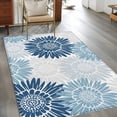 thumbnail image 2 of Navy Blue Blue Gray Sunflowers Area Rugs 4x6 ft Abstract Blooming Floral Washable Rug Non Slip Indoor Carpet Absorbent Floor Mat for Living Room Bedroom Dining Room, 2 of 9