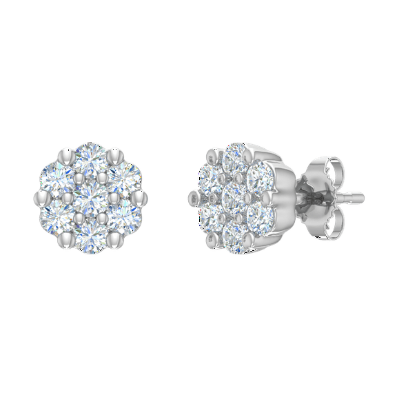 1/2 Carat Diamond Cluster Stud Earrings in 10K White Gold