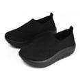 thumbnail image 4 of Platform Sneakers for Women Casual Knitted Low Top Walking Shoes Lightweight Soft Sole Slip on Loafers Antislip Workout Gym Athletic Shoes Black Size 6.5, 4 of 7