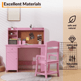 thumbnail image 4 of Para niños wood study escritorio y chair set: con estante, bulletin board, y almacenamiento cabinets para boys y girls aged 3 - 8, 4 of 6