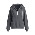 thumbnail image 4 of Winter Womens Sweatshirt Sevevn Casual Fleece Hooded Half-Zip Solid Color Fashion Fall Hoodie Sweatshirts with Pockets Gray XL, 4 of 6