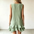 thumbnail image 4 of QUNYINEY A Line Womens Sundresses Casual Summer Sleeveless Mini Tank Dress V Neck Solid Loose Fit Ruffle Dresses, 4 of 7