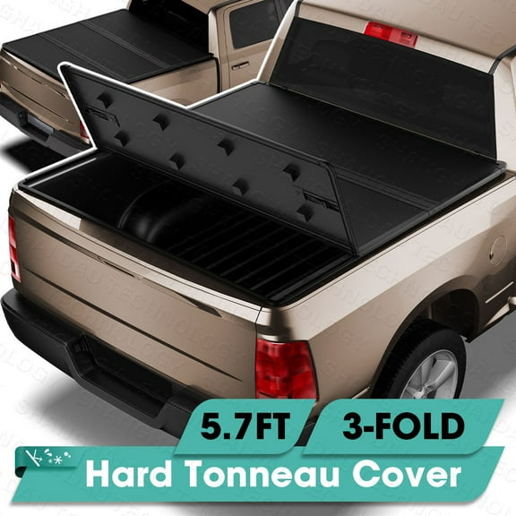 5.7ft FRP Hard Tri-fold Tonneau Cover for 2009-2025 Dodge Ram 1500 Truck Bed