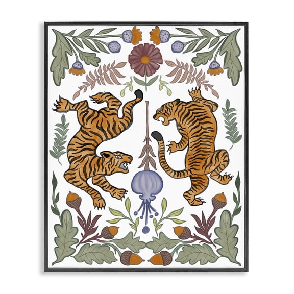 Stupell Industries Southwestern Mirrored Plants with Tigers Black Framed Giclee Art, 11 x 14, by Elizabeth Medley