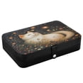 thumbnail image 3 of Leather Jewelry Box Rectangular 8.27x5.5x1.78In Travel Jewelry Storage Earrings Necklace Bracelet Watch Brooch Storage Magic White Cat, 3 of 8