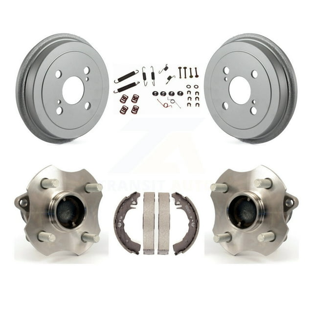 Transit Auto Rear Coated Brake Drum Shoe Hardware and Wheel Hub Bearing Assembly Kit for Car 2000-2005 Toyota Echo 4-Wheel ABS - Left Right Side (Driver Passenger) K7D-100037