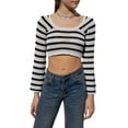 thumbnail image 1 of Liacowi Women Long Sleeve Crop Top Crochet Knit Hollow Out Pullover Vintage Summer Fall Sweater, 1 of 9