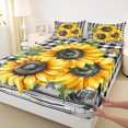 thumbnail image 3 of Homewish Retro Flowers Sunflowers 3pcs Twin Sheet Sets For Teens Female Girls,Geometric Plaid Twin Fitted Sheet,Chic Floral Blossoms Breathable Flat Sheet,Lightweight Room Decor, 3 of 7