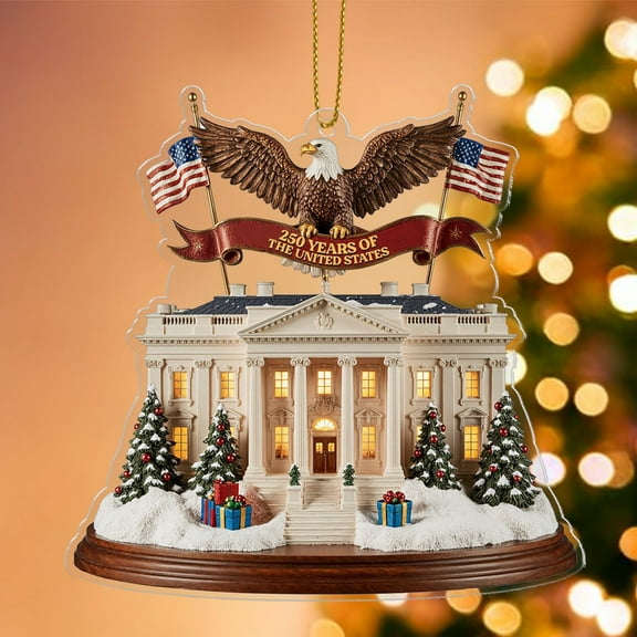 United States 250th Anniversary Ornament, 2D Acrylic 250th Anniversary USA Christmas Tree Ornament, 250 Patriotic American Christmas Ornaments, Gift for US Citizens, Patriotic Collectors