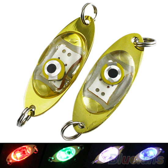 Visland LED Fishing Lures Fishing Spoons Underwater Flasher Bass Halibut  Flasher Saltwater Trolling Deep Drop Fishing Light LED Lighted Bait Flasher  