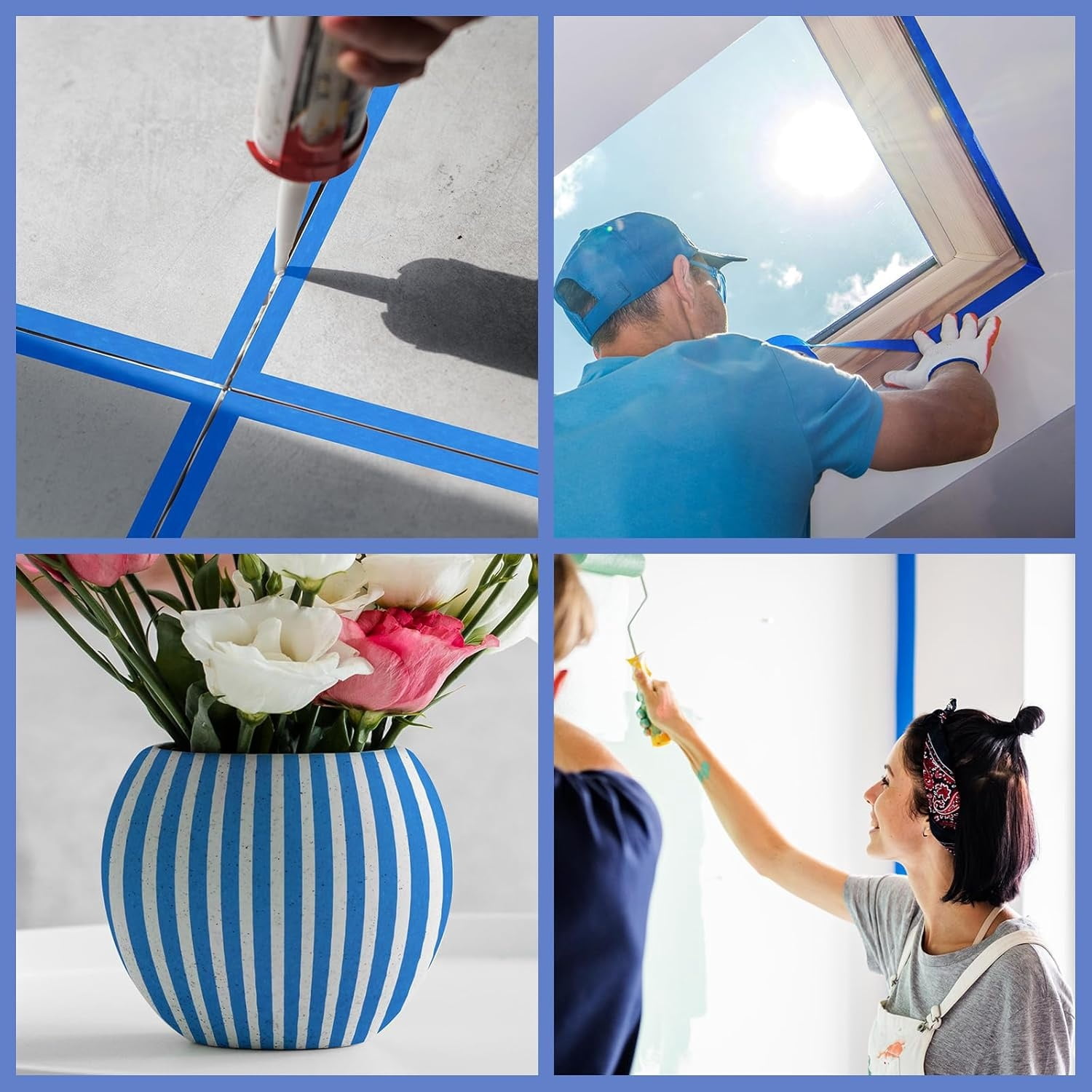 18 Rolls Painters Tape 2 Inches Wide Blue Painters Tape 18 Roll x 1.89 Inch x 55 Yards Blue Masking Tape for Home Decoration