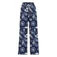 thumbnail image 6 of Yourumao Faux Denim Pants for Women Floral Printed Wide Leg Pants Drawstring Elastic Waist Flowy Trousers with Pocket Weekend Streetwear Pants, 6 of 6