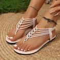 thumbnail image 5 of Women's Sandals Flat Heel Open Toe Elastic Straps Slip-on Round Toe Slippers Flip Flops Casual Summer Beach Outdoor Footwear Dressy Sandals 8.5, 5 of 5