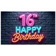 thumbnail image 3 of Neon Sign Happy Birthday Banner Colorful Design 16th Birthday Party Celebration Backdrop for Teen Party Night Decoration, 3 of 8