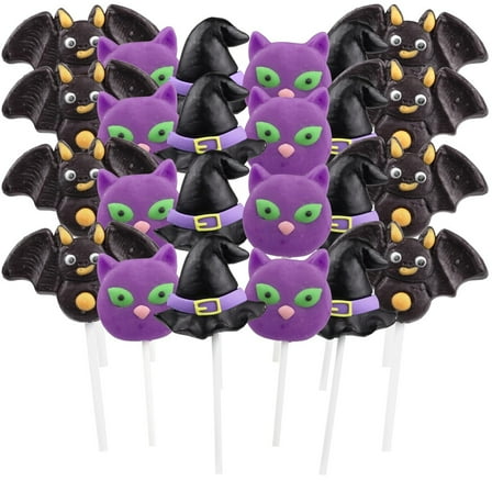 Halloween Cat, Bat and Witch Hat Lollipops, Trick or Treat Candy, 24 Count, 10.16 Ounce Box