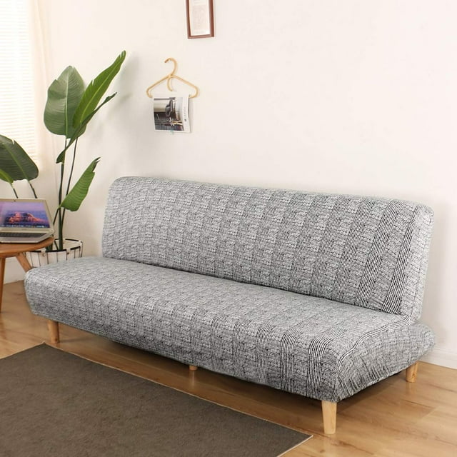 2024 Futon Slipcover Armless Sofa Covers Stretch Sofa Bed Slipcover Protector Elastic (Light Gray Animal)