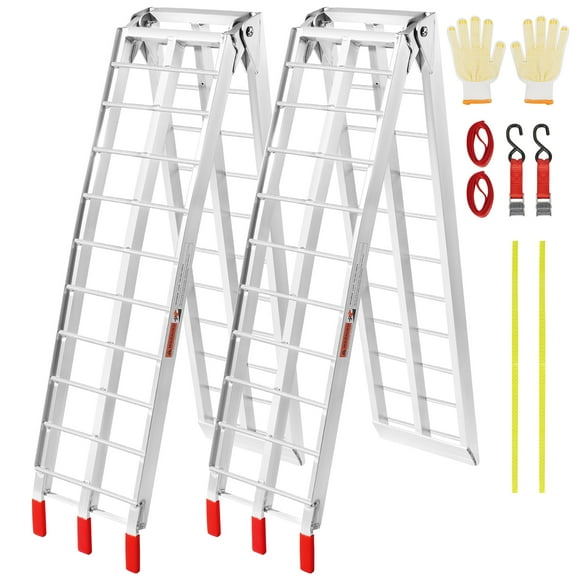 VEVOR Aluminum Ramps, 1500 lbs Folding Loading Ramps for Pickup Trucks Bed, Trailers Ramp with Load Straps for Dirt Bike, 89"L x 12"W, 2 Pcs