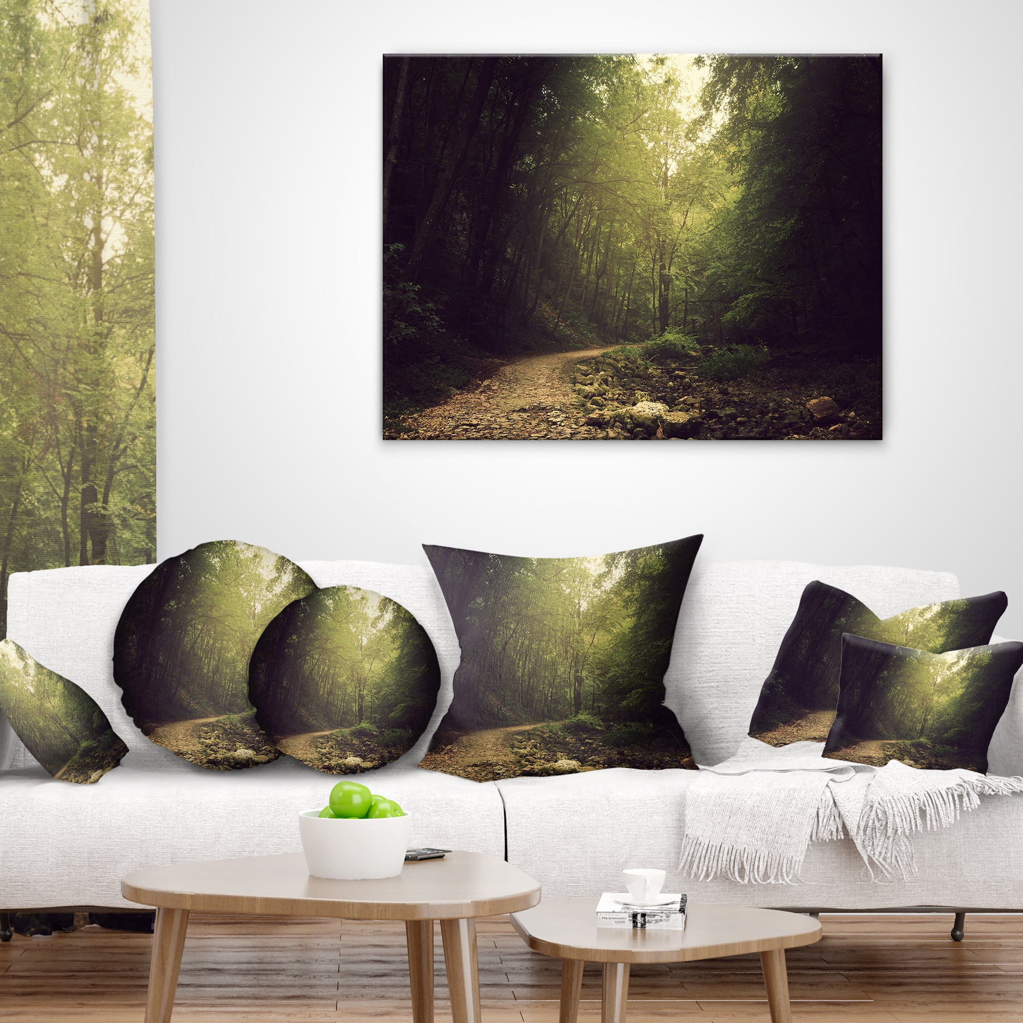 Designart 12" x 20" Green Polyester Throw Pillow