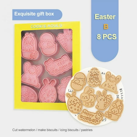 

10Pcs/set Easter Cookie Mold Cutter Rabbit Egg Biscuit Cutter 3D Cartoon Bunny Molds Baking Tools Ea