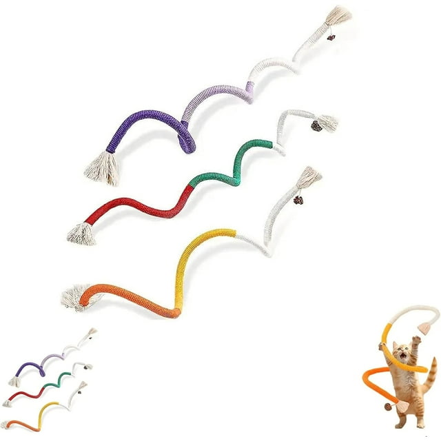 Catnip Chew Rope Toy, Safe Tooth Cleaner for Indoor Cats, 27.56 inches Cat Chew Rope for Indoors Pet (3PCS)