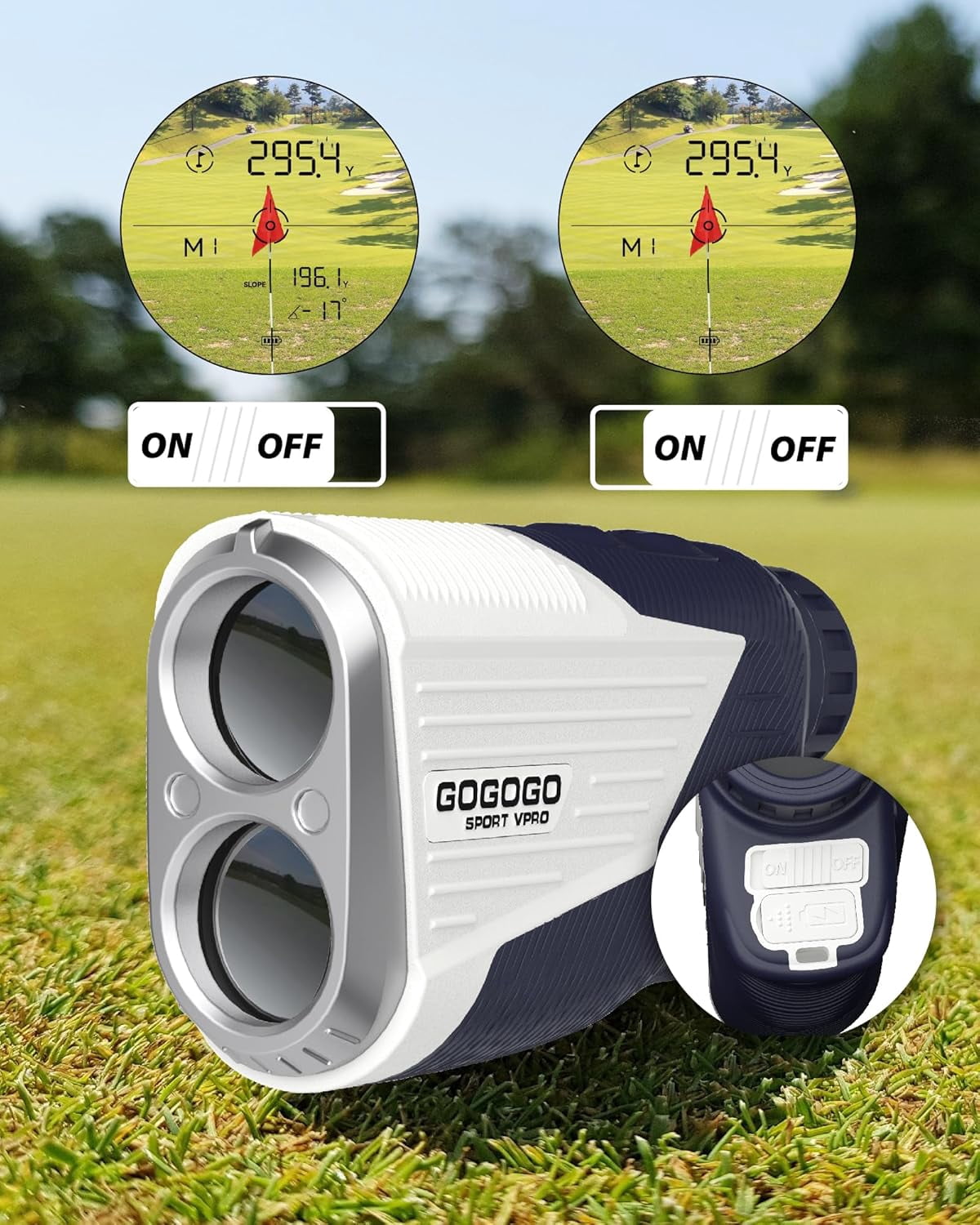 Gogogo Sport Vpro Golf Rangefinder 2500 Yards Disc Golf Range Finder with Slope Switch, Magnet GS91BL