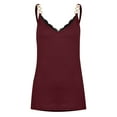 thumbnail image 3 of Fesfesfes Summer Tops for Women Sleeveless Vest Tops Ring Decor Strap Camisole Tops Solid Color Lace Trim V Neck Tunic Blouse, 3 of 9