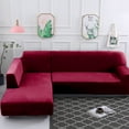 thumbnail image 2 of SHANNA 2 Piece Thick Velvet Stretch L Shape Sofa Covers Anti-Slip Sectional Sofa Couch Slipcover(L-shape 2 Seater+3 Seater,Burgundy), 2 of 11