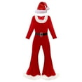 thumbnail image 4 of DHFJKG Christmas Jumpsuit Santa Onesies Slim Fit Fuzzy Trim Long Sleeve Crewneck Jumpsuits For Holiday Parties Festive Themed Events Cozy One-Pieces, 4 of 4
