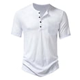 thumbnail image 3 of Mens Dress Shirts Casual Short Sleeve Solid Color Button Up Tee Outdoor Activities Spring Summer Comfortable Tops, 3 of 3