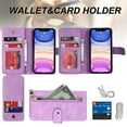 thumbnail image 2 of Feishell Compatible with for iPhone 11 Wallet Case Crossbody, Zipper Phone Case with RFID Blocking Card Holder Wrist Strap Leather Purse Gift for Women For iPhone 11, Lightpurple, 2 of 10