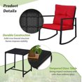 thumbnail image 4 of SUNCROWN 3 Piece Outdoor Rocking Bistro Set Black Wicker Furniture Porch Chairs Conversation Sets with Glass Coffee Table, Red, 4 of 16