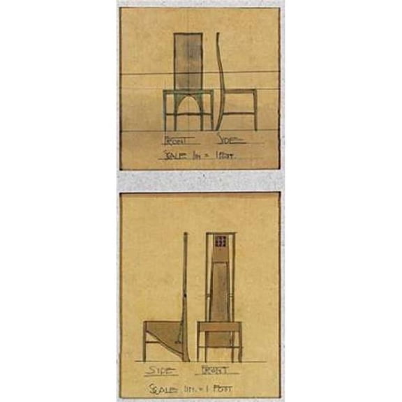 Design For Chairs 1903 Poster Print by Charles Rennie Mackintosh