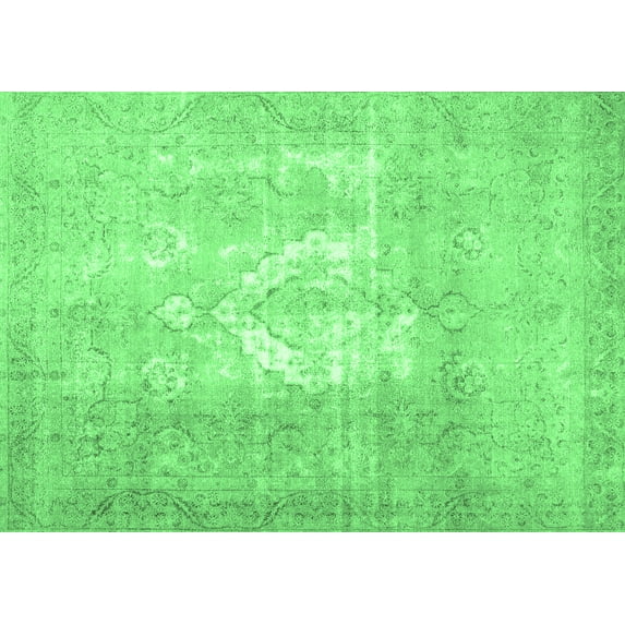 Ahgly Company Indoor Rectangle Abstract Emerald Green Contemporary Area Rugs, 7' x 9'