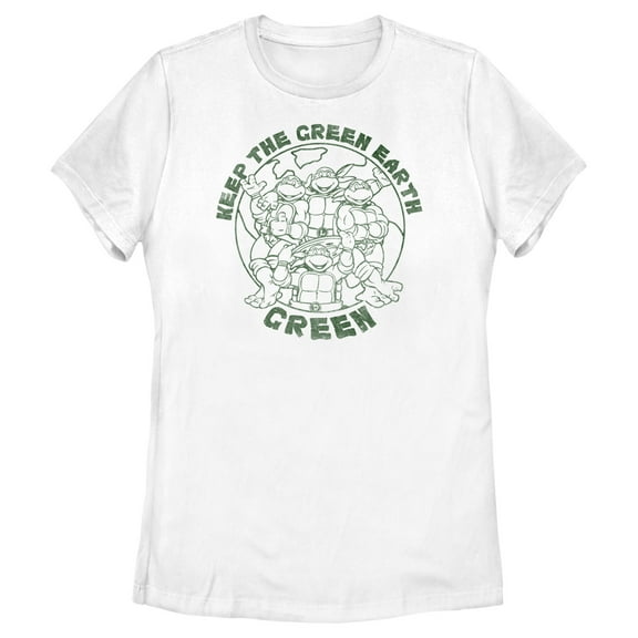 Women's Teenage Mutant Ninja Turtles Keep the Earth Green Graphic Tee White Medium