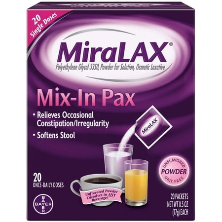 MiraLAX Mix-In Pax, 20 Packets (Pack of 4)
