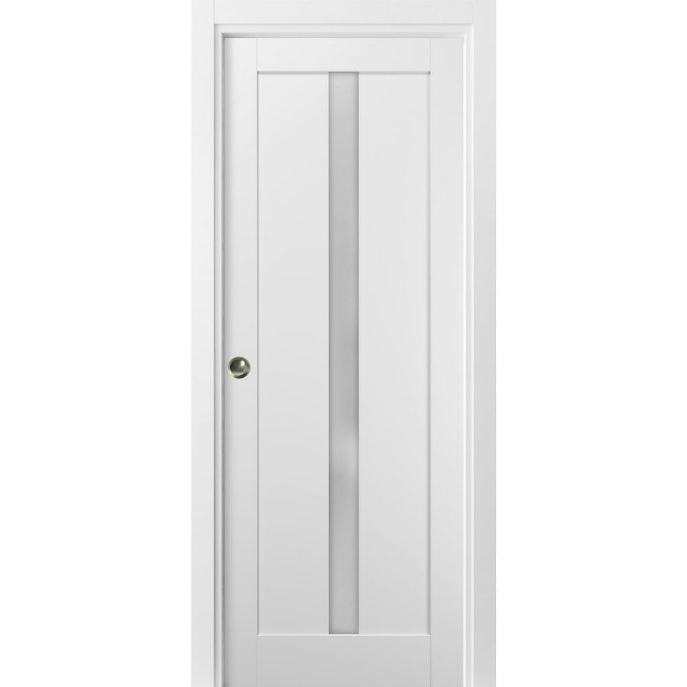 Panel Lite Pocket Door 18 x 80 with Frames Quadro 4112 White Silk